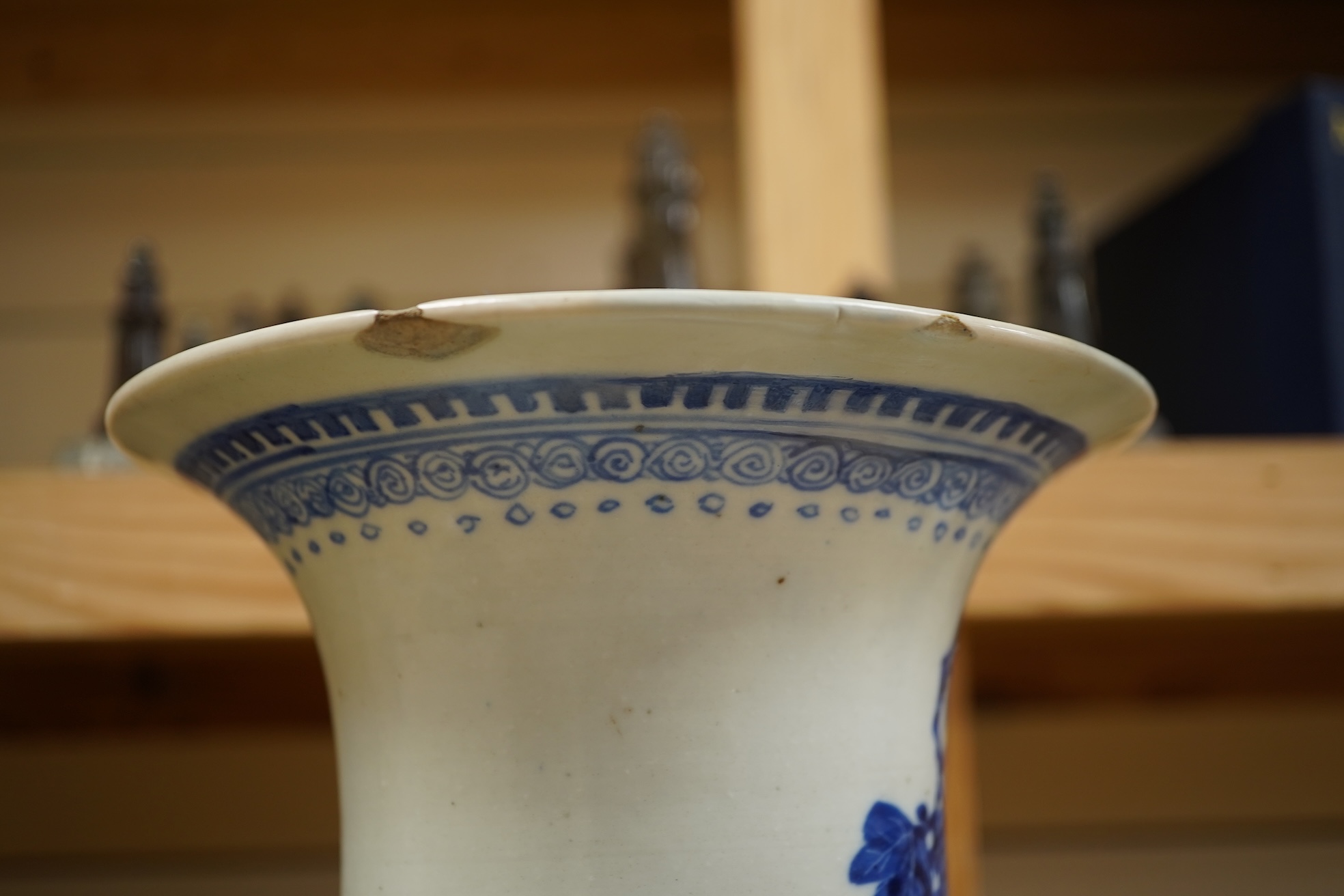 A late 19th century Chinese blue and white ‘Hundred Birds’ baluster vase, 44cm high